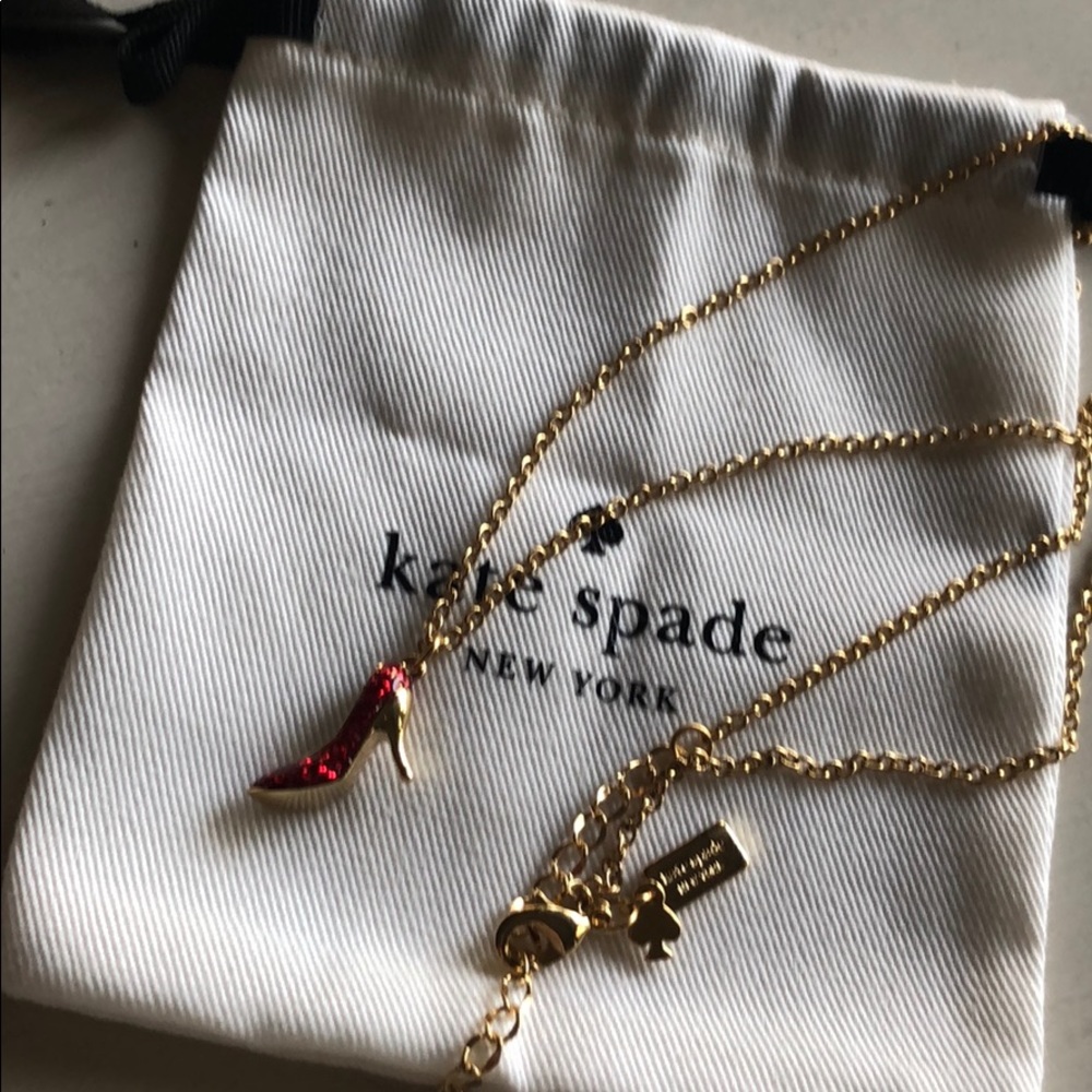 👠New! Kate Spade Red Glitter High Heel Necklace - Picture 2 of 5